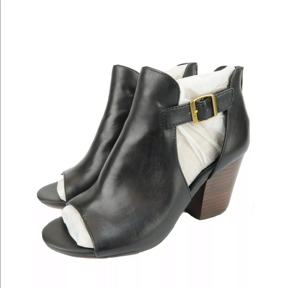 Isola Lillith Womens Black Leather Open Toe Bootie